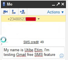 Gmail Free SMS text box