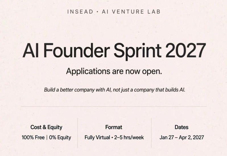 AI Venture Lab Founder Sprint 2027 virtual programme for early-stage founders