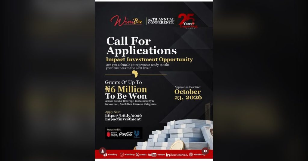 WIMBIZ 2026 Impact Investment Opportunity flyer for Nigerian women entrepreneurs
